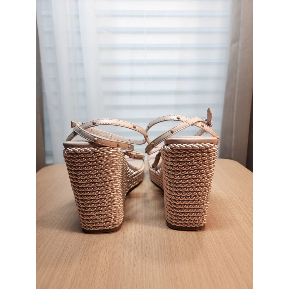 Marc Fisher Studded Espadrille Wrapped Rope Platform Sandals 10 M Blush Beige - Picture 10 of 12